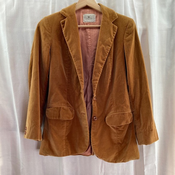 Vintage Plum Tree Velvet Blazer Brown Jacket Women's XS Boho Retro 70s Style - Picture 1 of 7